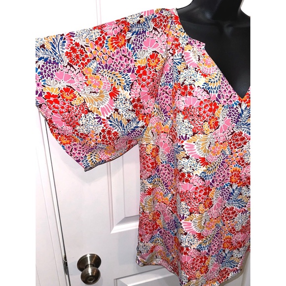 Jules & James boutique brand printed notched neck half sleeve top - Picture 6 of 8